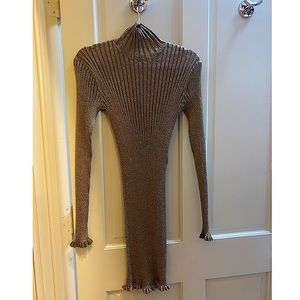 Chloe ribbed Metallic turtleneck dress- size small